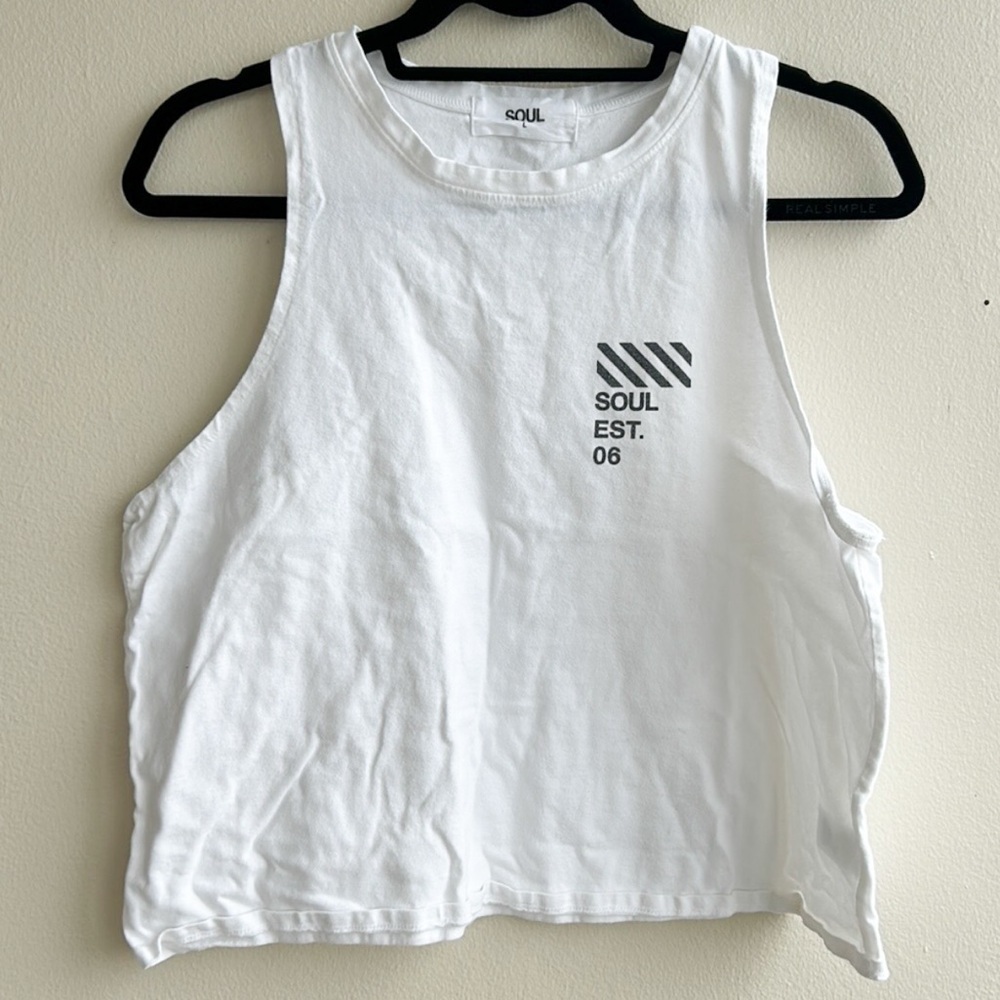 SoulCycle cropped white tank